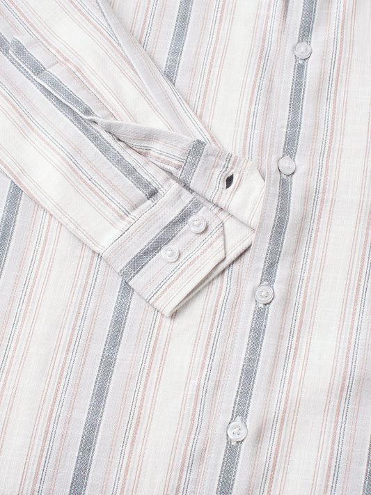 Elegant Grey Multi Pinstripe Panel Shirt