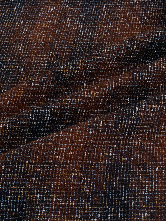 Sanjh Shaam Glossy Brown Textured Cuffless Oversized Crop Shirt