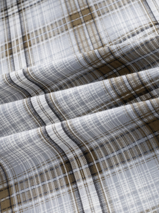 Olive & Grey Fine Plaid Checks Shirt
