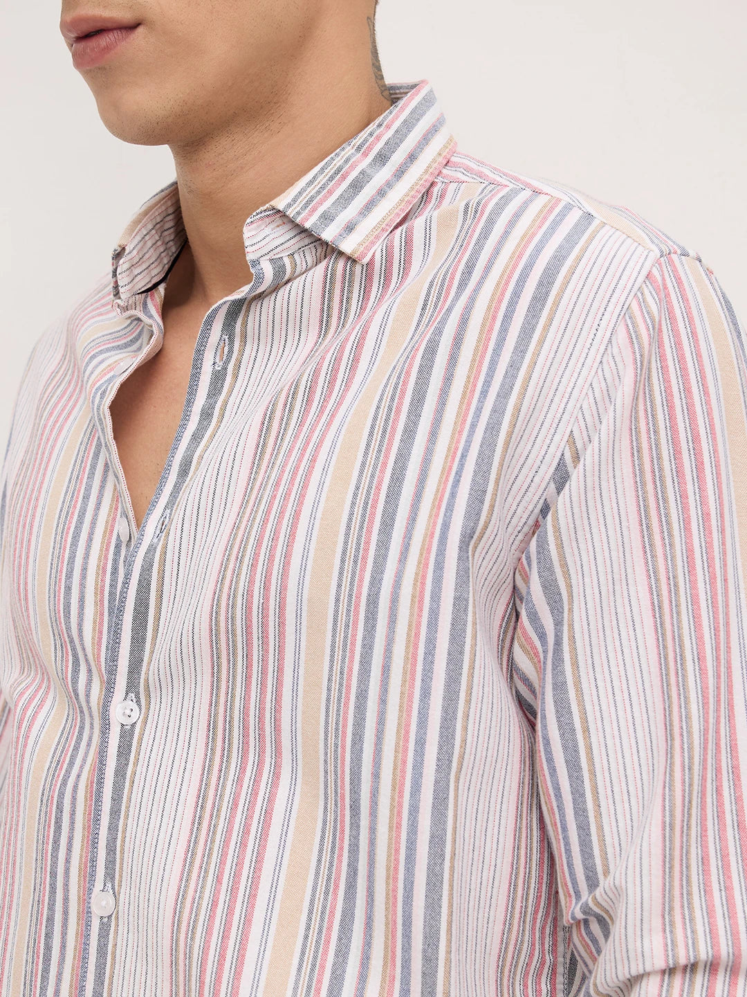 Classic Multicolor Vertical Striped Oxford Shirt