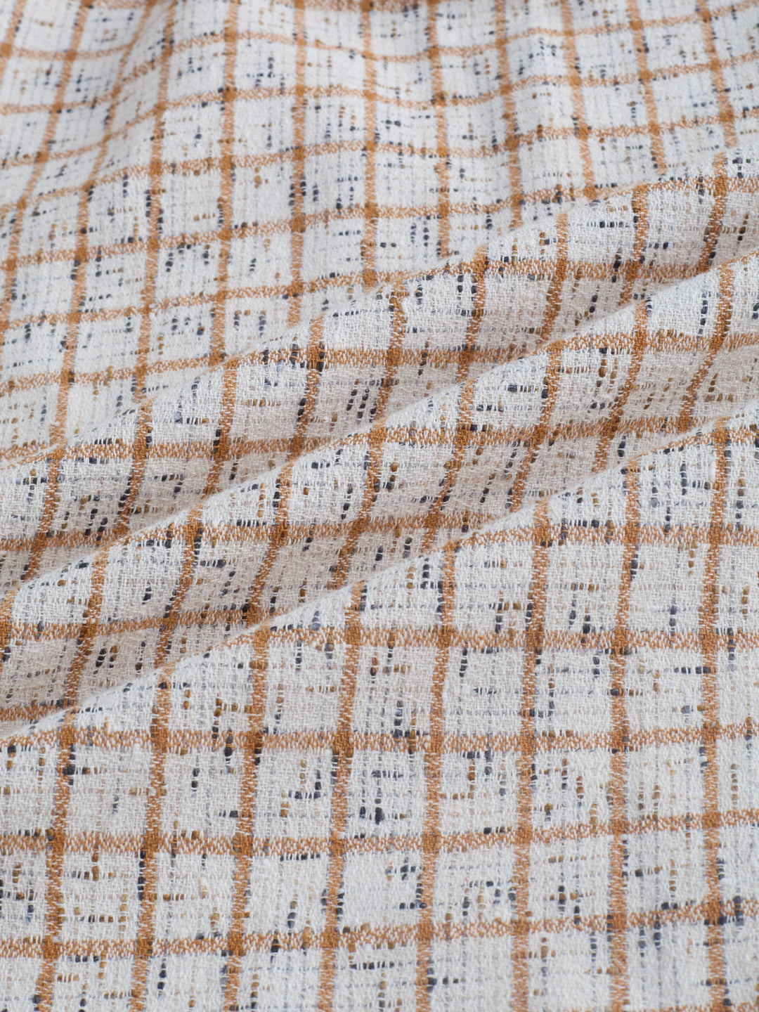 White & Brown Interweave Textured Cuffless Oversized Crop Shirt