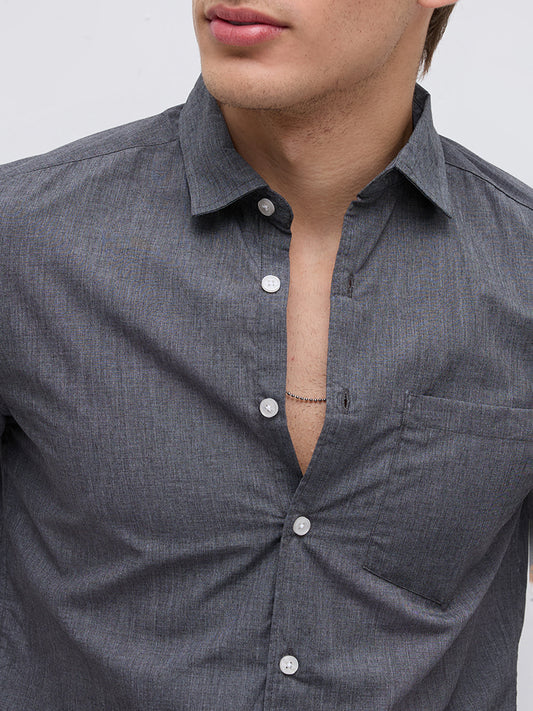 Charcoal Grey Textured Everday Shirt