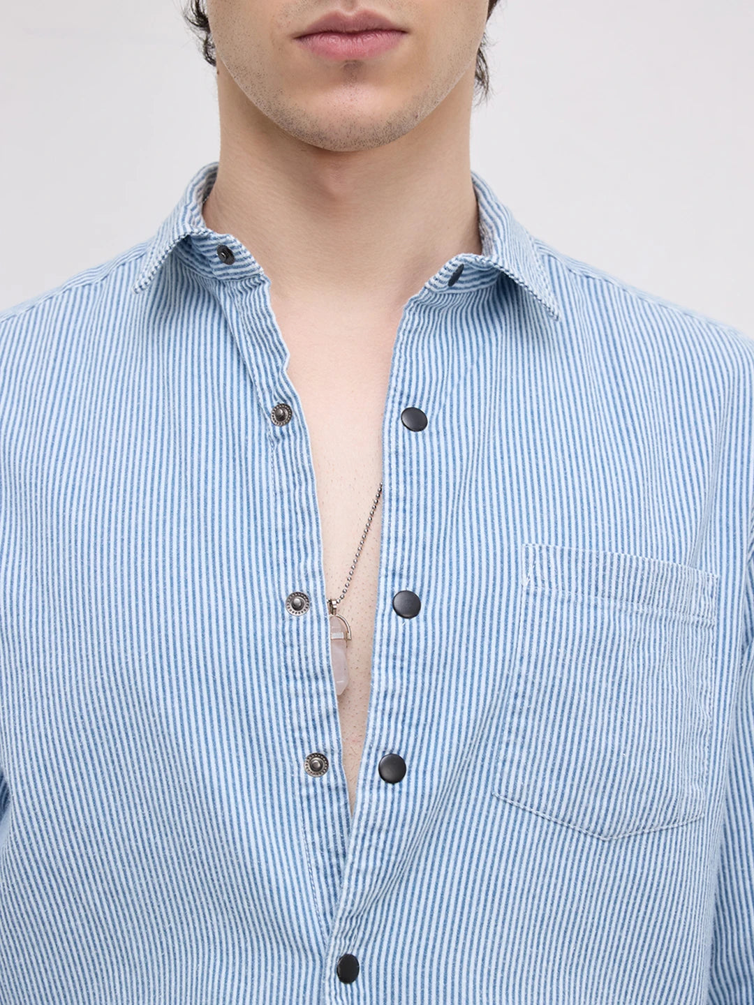 Denim Blue Pencil Stripe Shirt