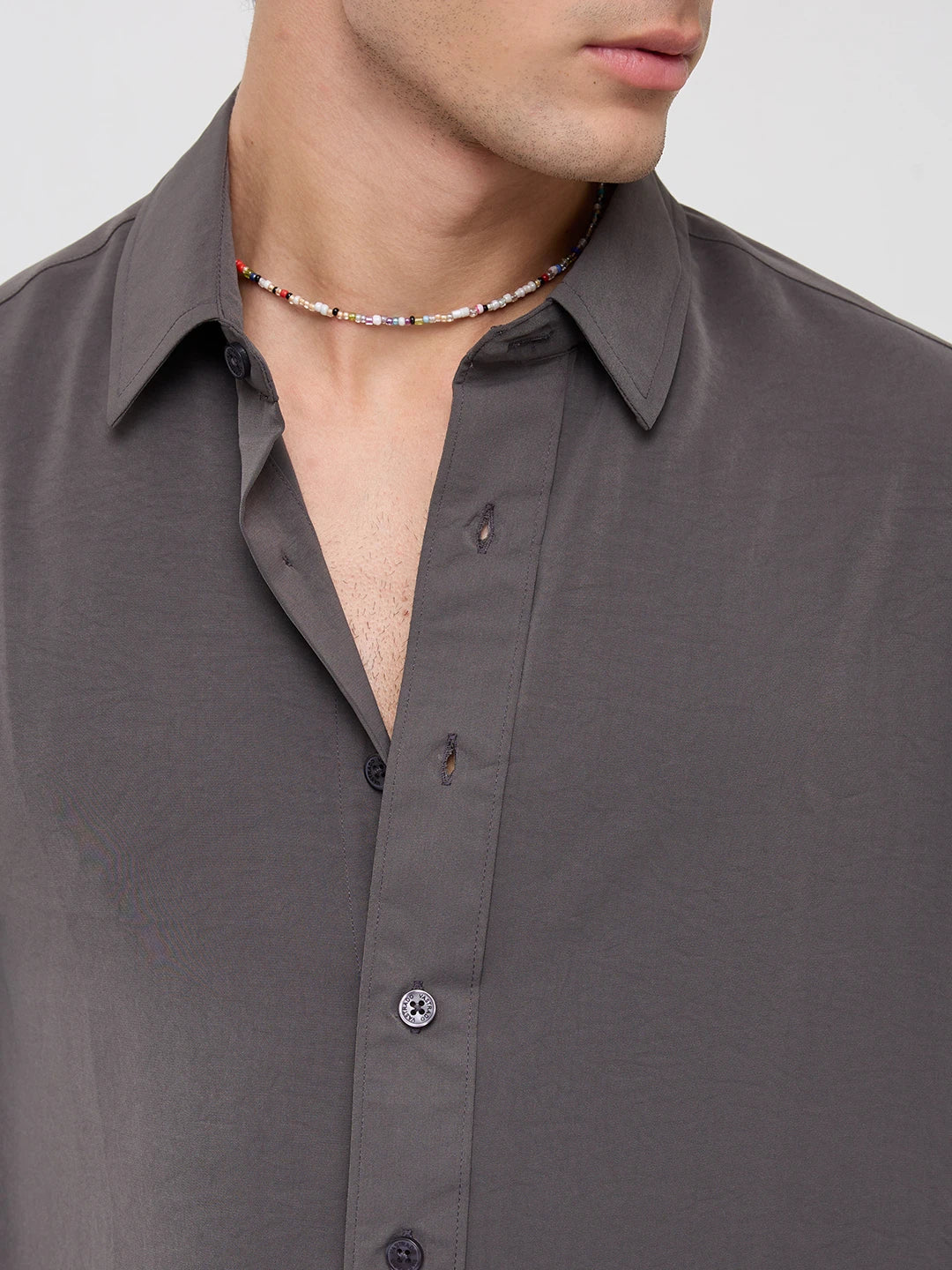 Luxe Charcoal Grey Ultra Soft Boxy Fit Crop Shirt