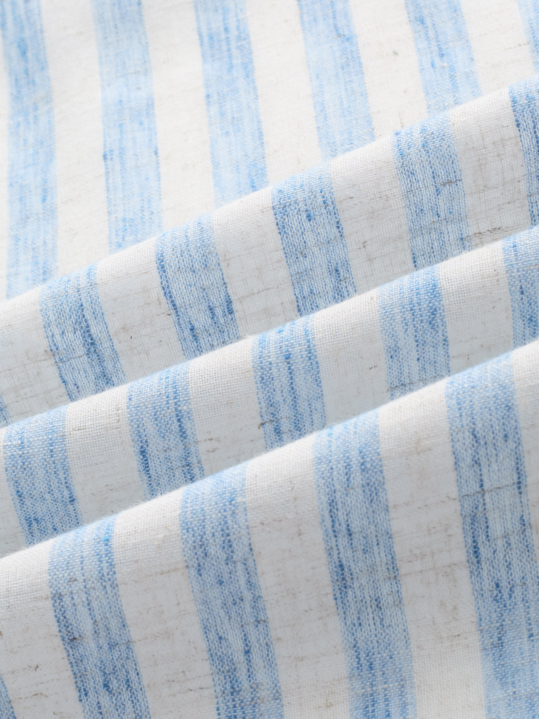 Blue & Off-White Striped Boxy Fit Crop Shirt