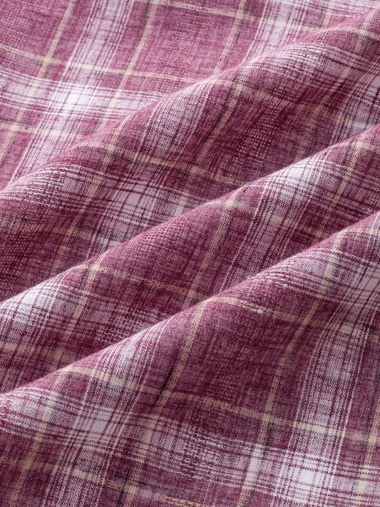 Vintage Maroon Plaid Checks Textured Shirt