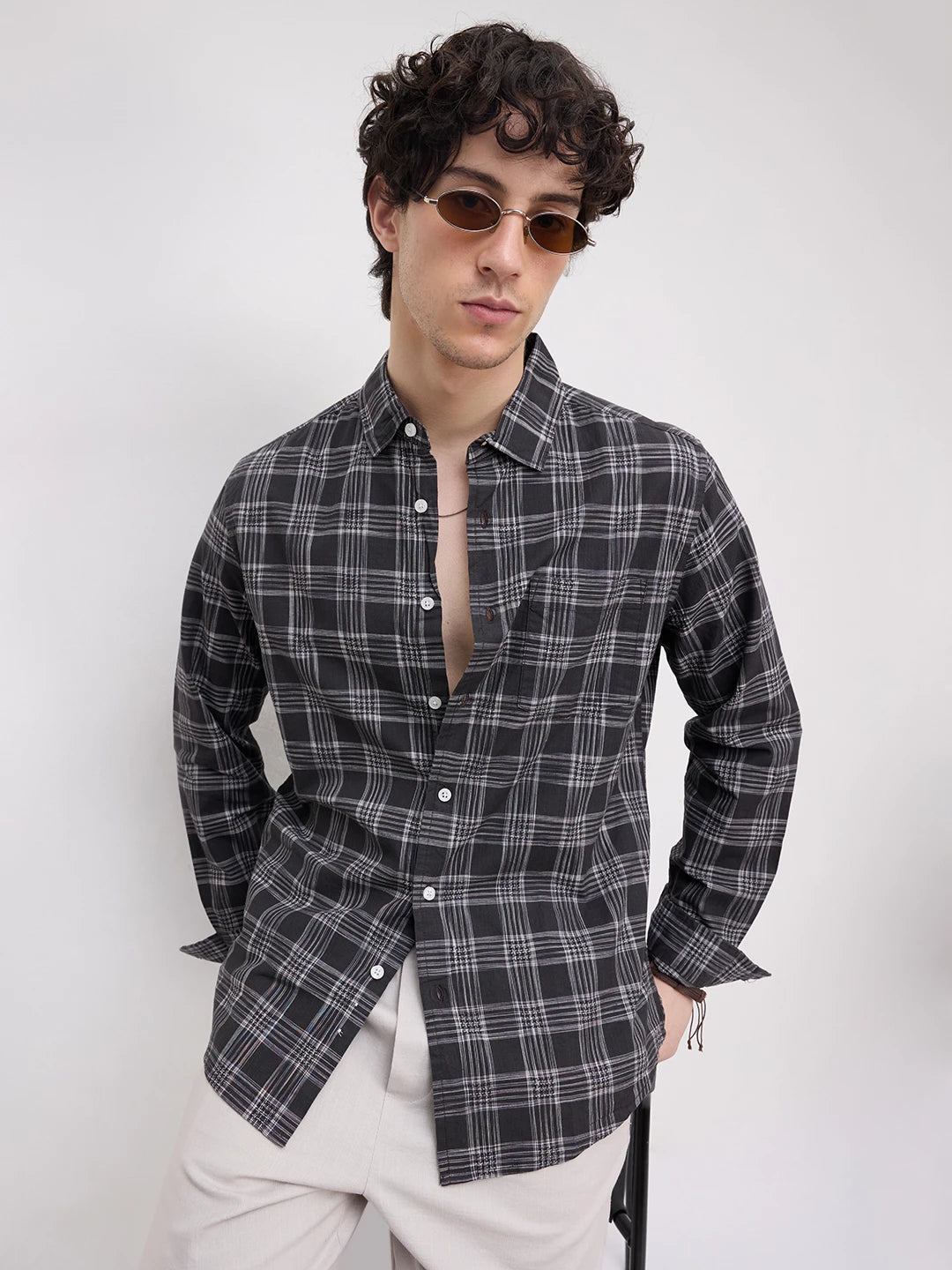 Black & Grey Box Checkered Shirt