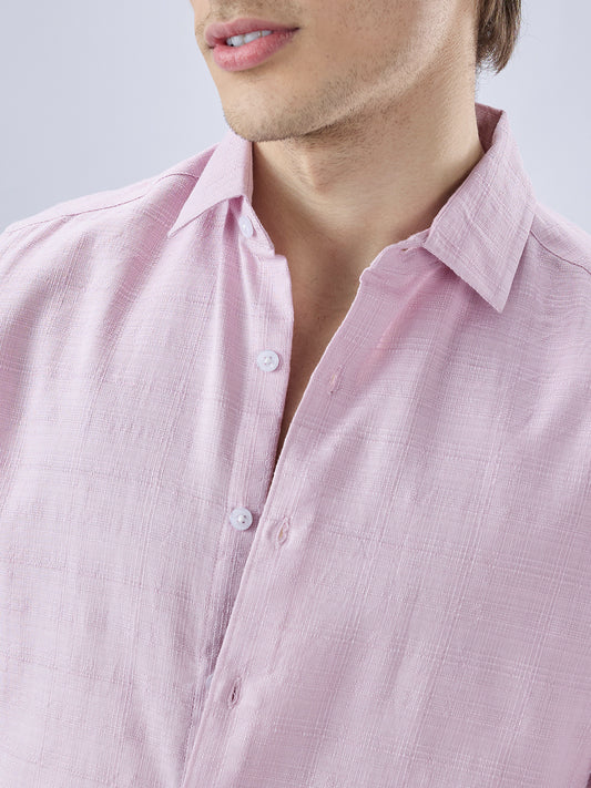 Blush Pink Fine Weave Textured Shirt