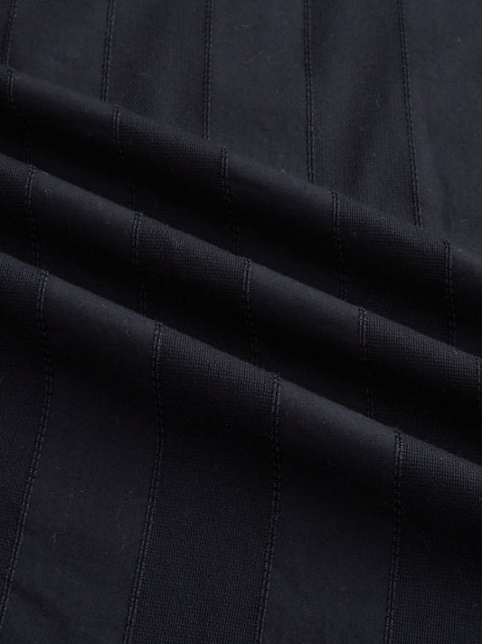 Black Panel Textured Stand Collar Oversized Shirt