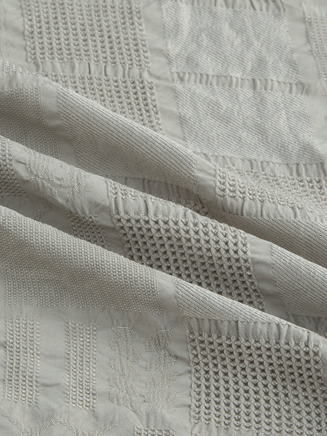 Grey Block Checks Motif Embossed Shirt