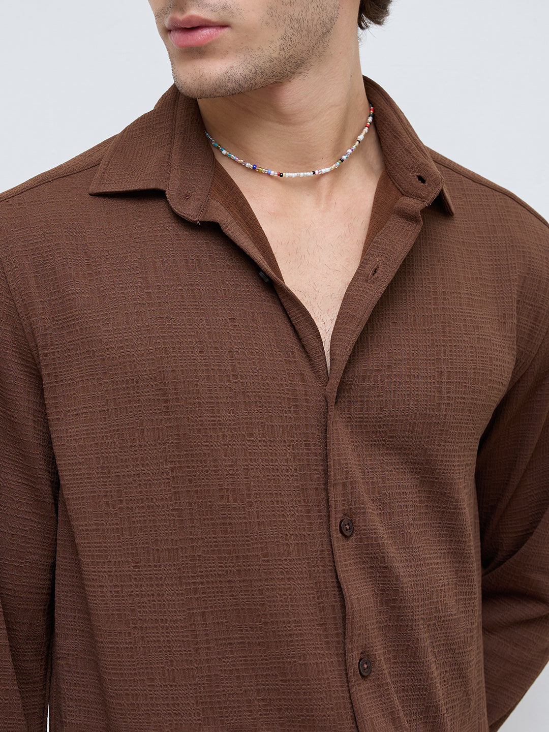 Rich Cocoa Textured Relaxed Shirt
