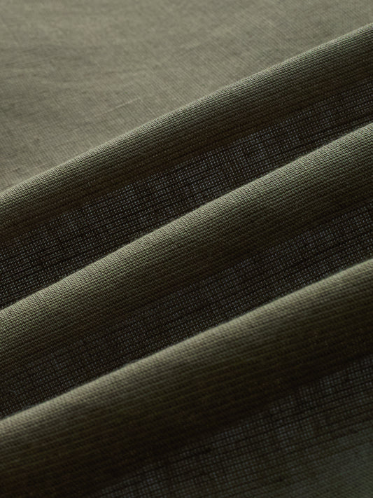 Timeless Olive Linen Blend Contrast Stitch Boxy Fit Crop Shirt