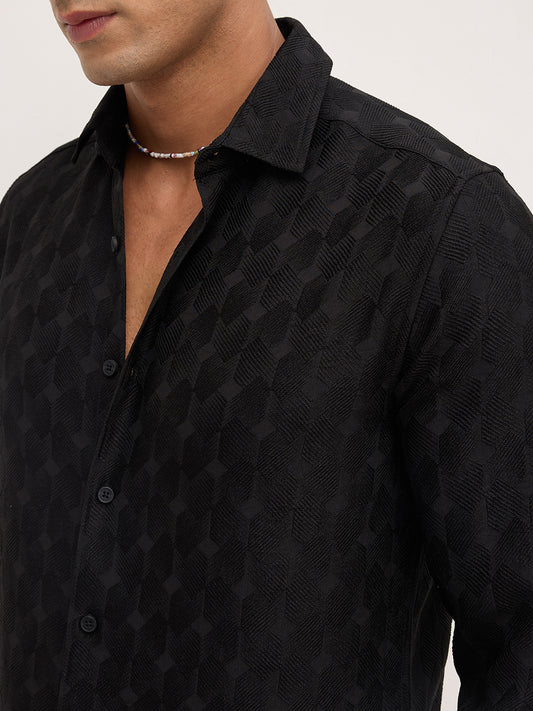 Classic Black Contour Weave Shirt