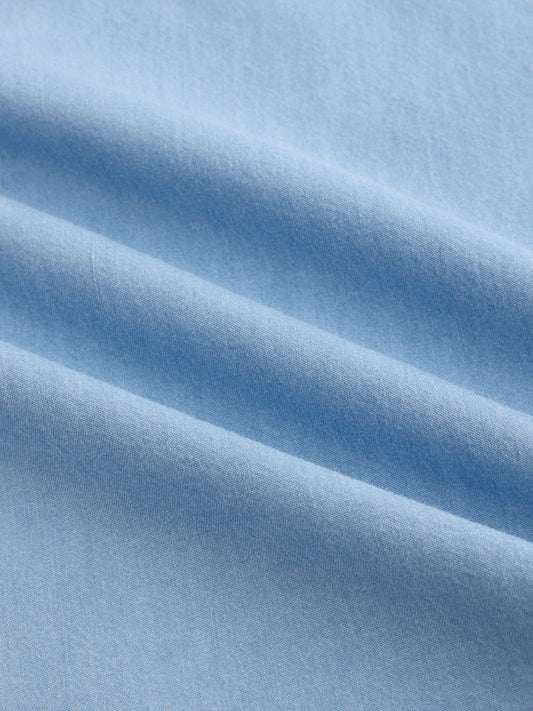 Blue Breeze Soft-Denim Cuffless Oversized Shirt