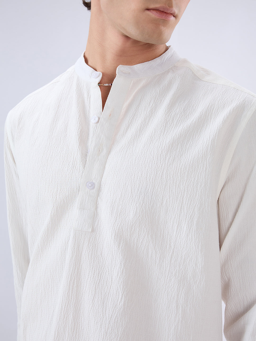 Classic Cloud White Textured Kurta