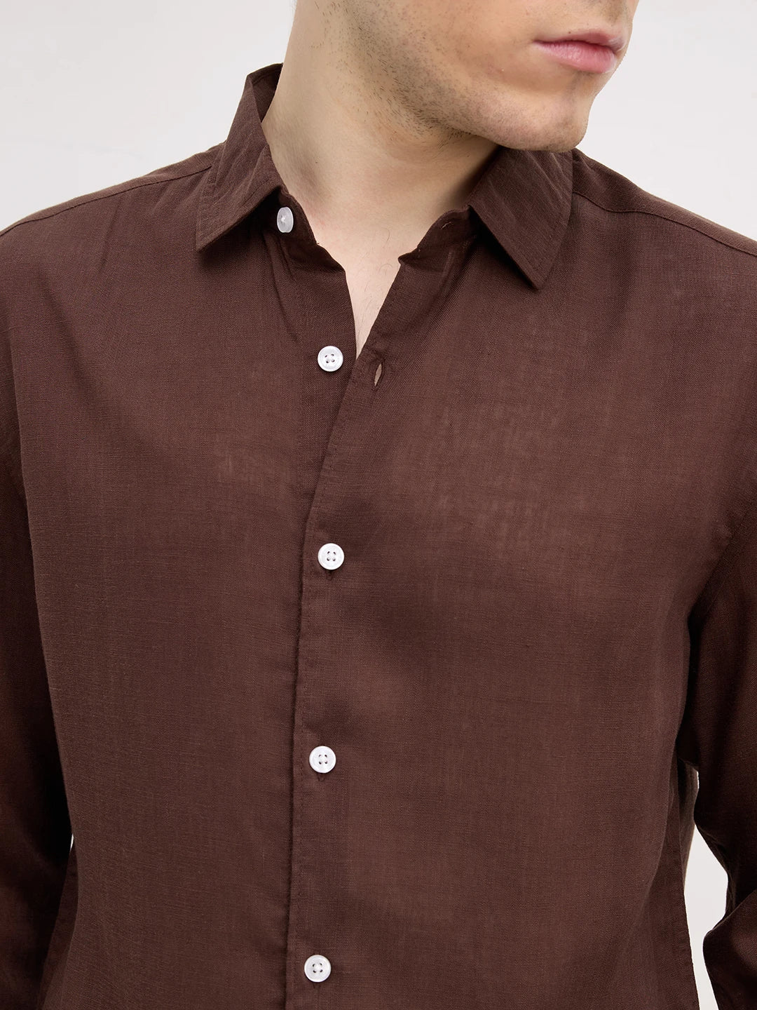 Iconic Solid Brown Fine Casual Shirt