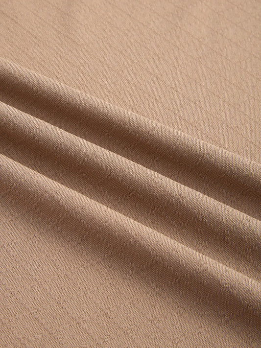 Khaki Diamond Weave Polo Knit T-Shirt