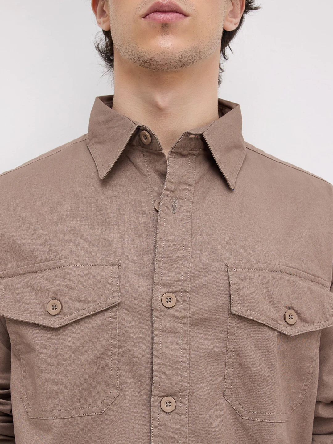 Peanut Brown Double Pocket Overshirt