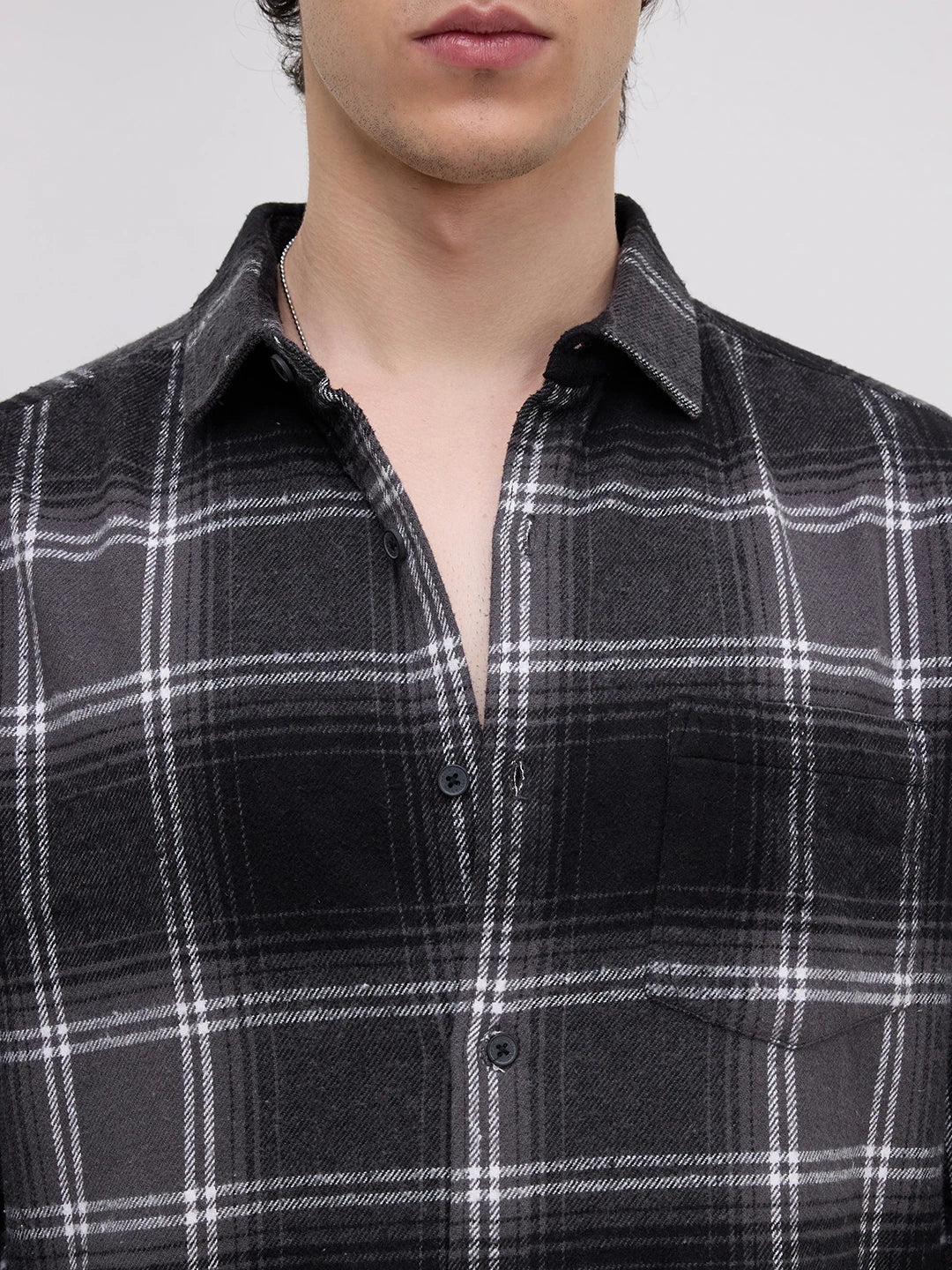 Black & White Tartan Checked Flannel Shirt