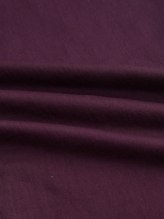 Rich Wine Fine Herringbone Textured Straight Fit Trousers
