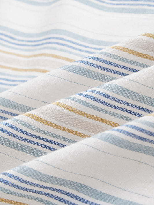 Ornate Multicolor Striped Linen Blend Boxy Fit Crop Shirt