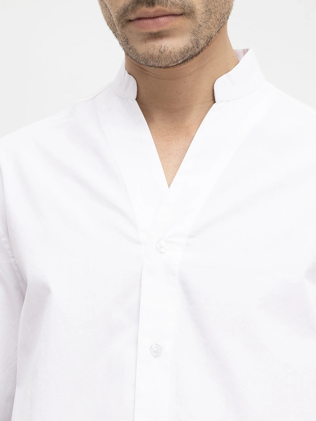 Soft Morning White Stand Collar Oversized Shirt