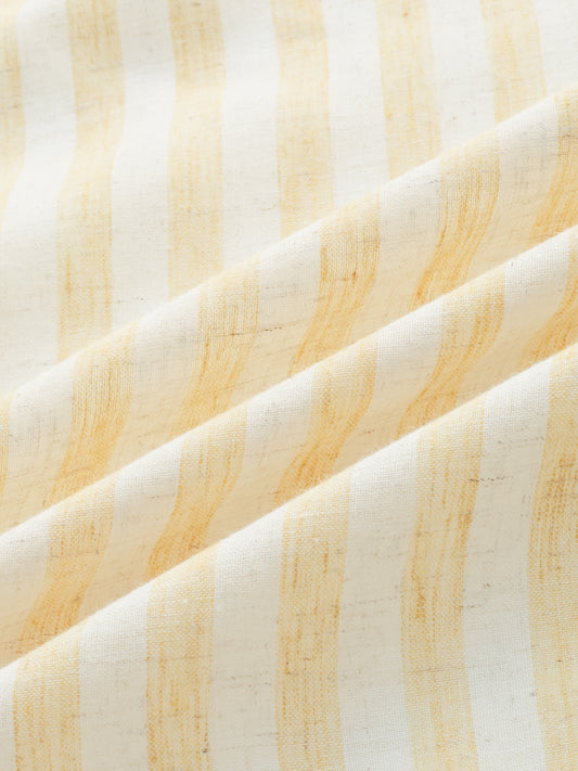 White & Yellow Balanced Striped Boxy Fit Crop Shirt