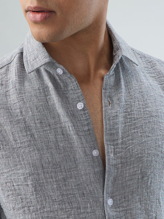 Graphite Grey Textured Crinkled Shirt