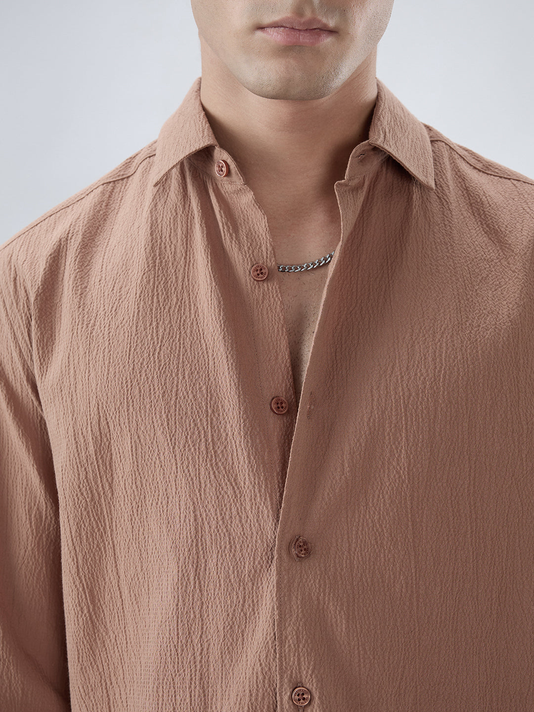 Elegant Apricot Textured Shirt