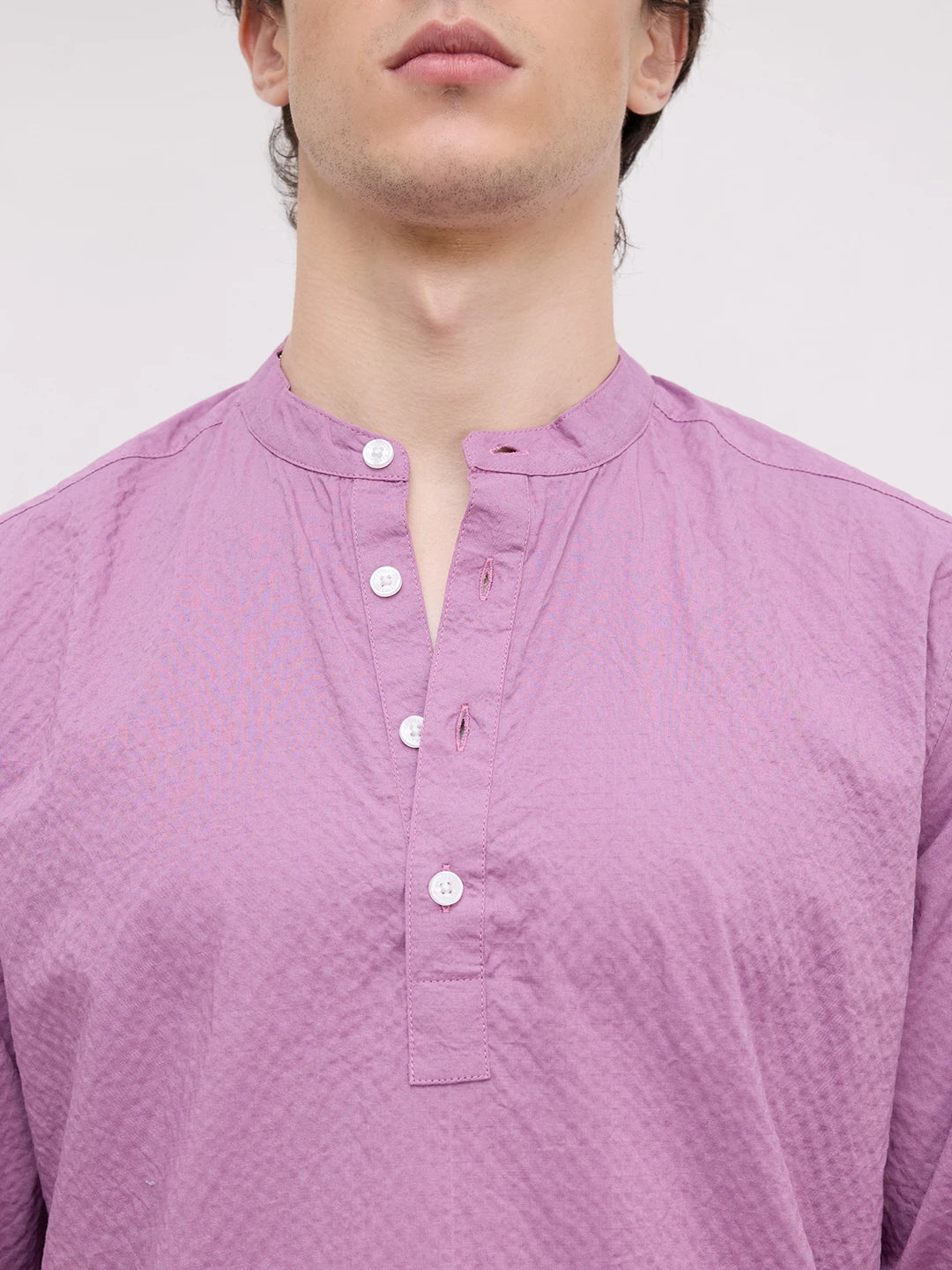 Crushed Fuchsia Pink Textured Kurta