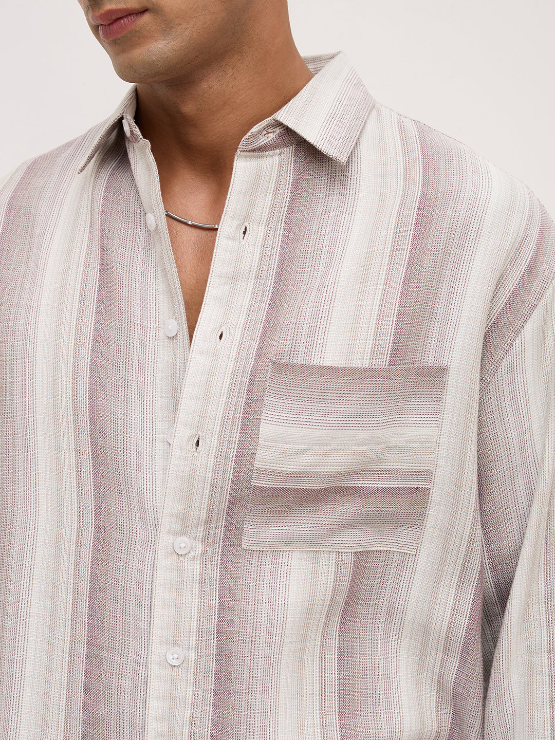 Maroon Multi-tone Terrain Boxy Fit Crop Shirt