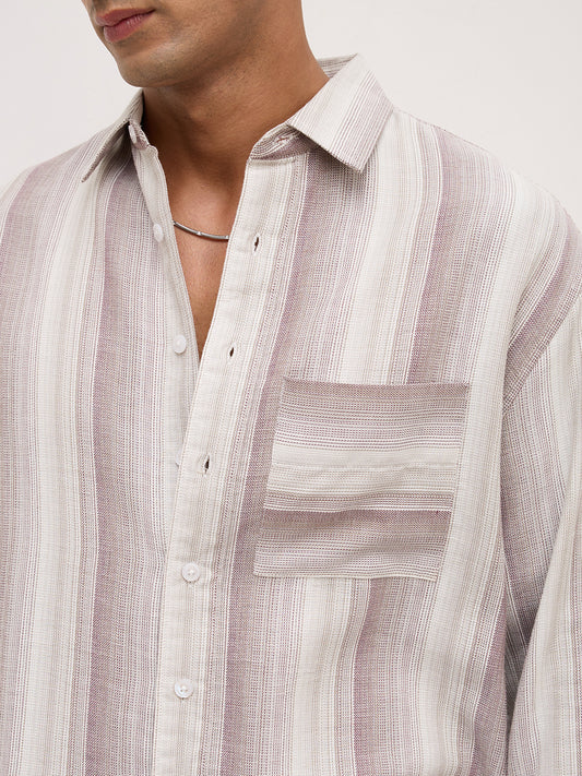 Maroon Multi-tone Terrain Boxy Fit Crop Shirt
