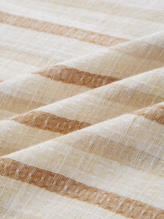 Dessert Sand Beige Jacquard Woven Striped Kurta