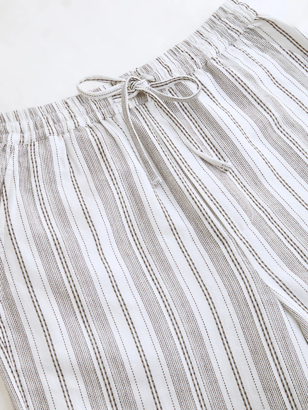 Artisan White Striped Straight Fit Trousers