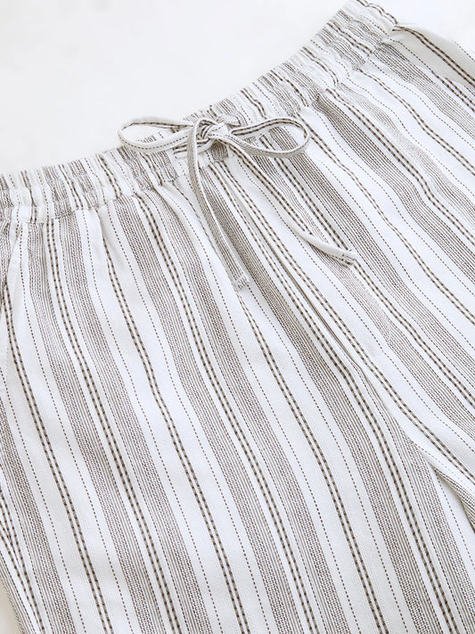 Artisan White Striped Straight Fit Trousers