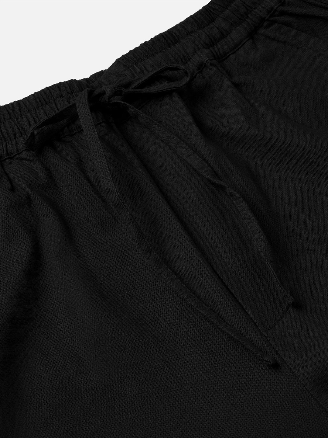 Timeless Black Slub Weave Straight Fit Trousers
