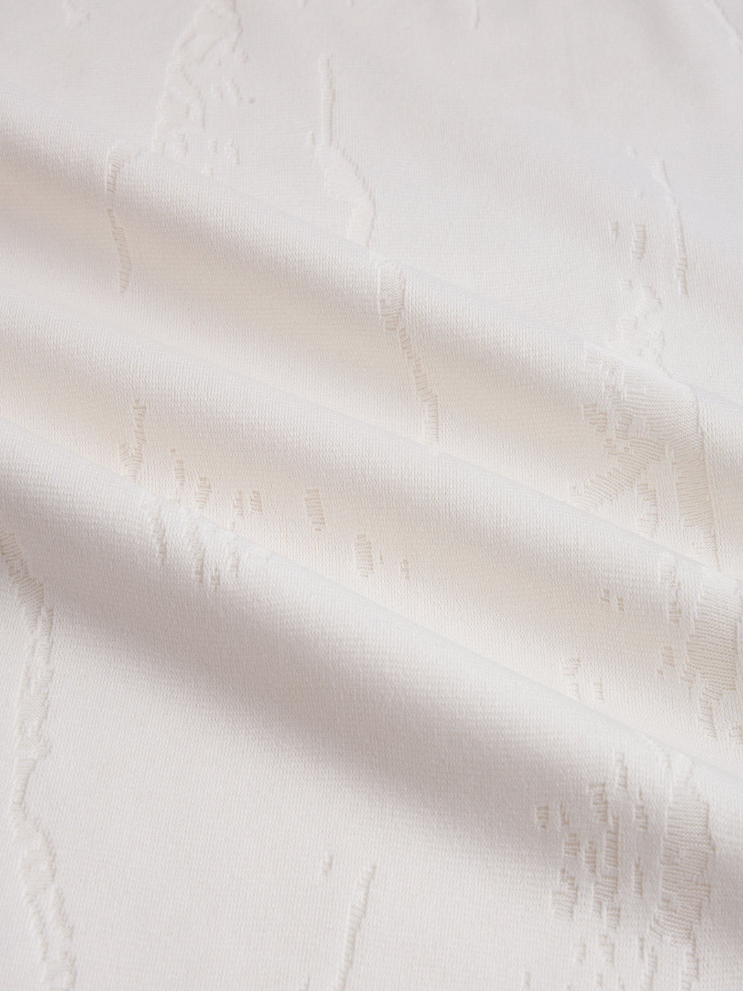 Intricate White Textured Contrast Polo Knit T-Shirt