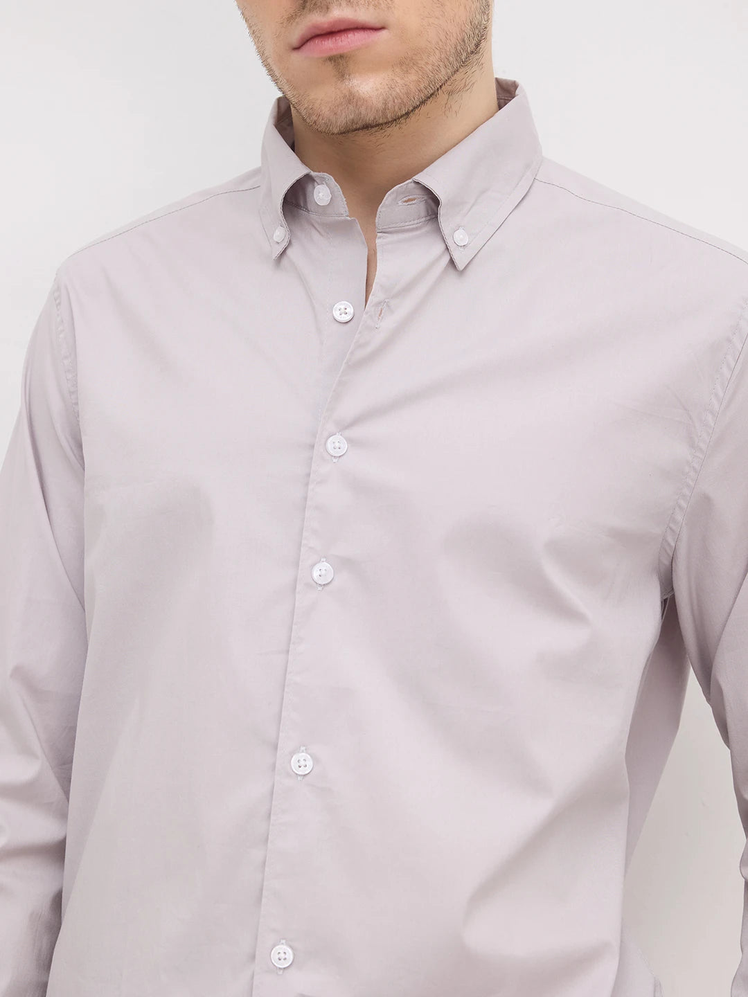 Moon Grey Lyocell Button-Down Collar Shirt