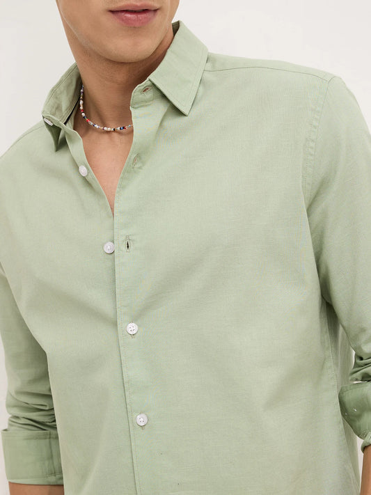 Pistachio Green Fine Textured Shirt