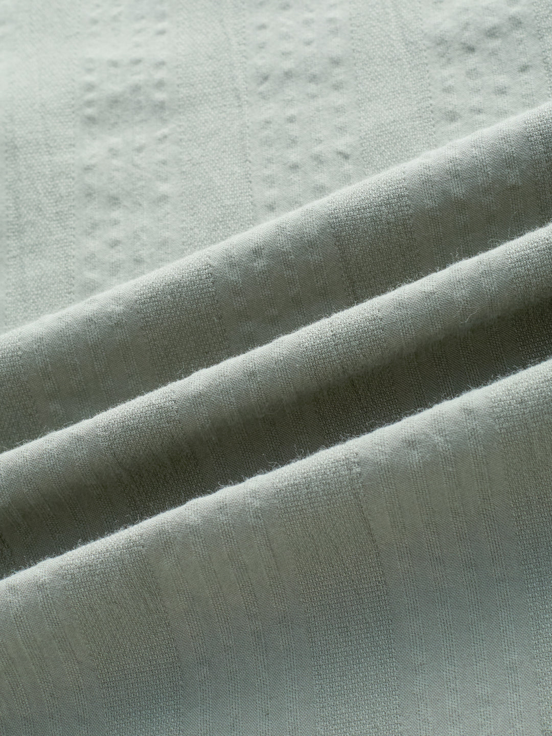 Asparagus Green Seersucker Striped Mandarin Shirt