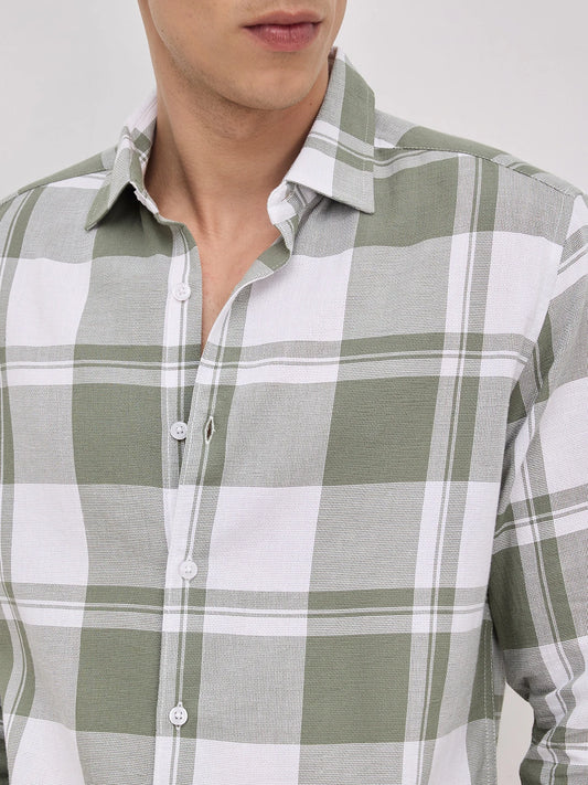 Classic Jade Green & White Plaid Checks Shirt