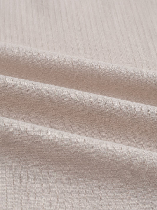 Neutral Beige Airy Slub Textured Boxy Fit Crop Shirt