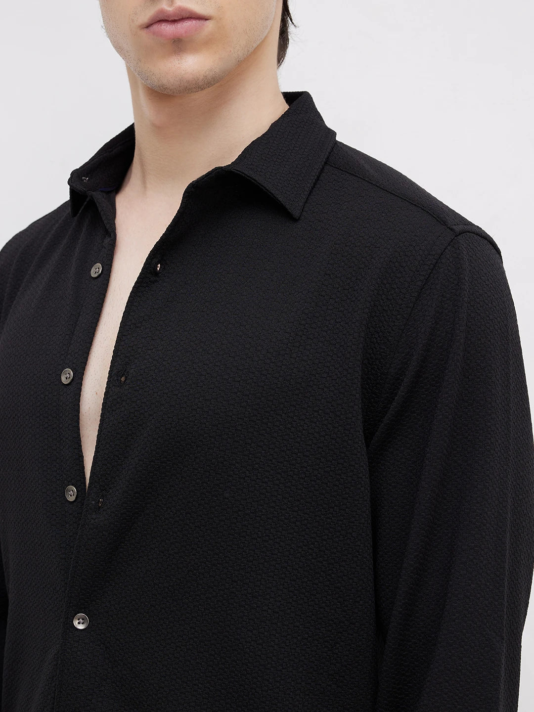 Classic Black Textured Shirt