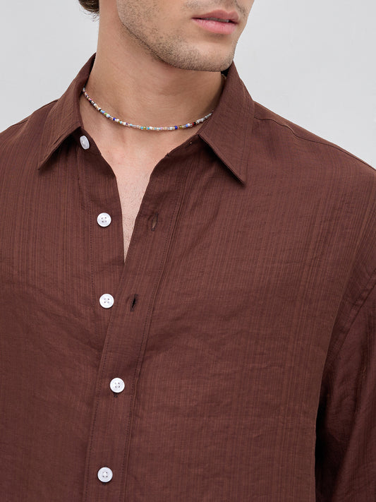 Lustre Bown Striped Boxy Fit Crop Shirt