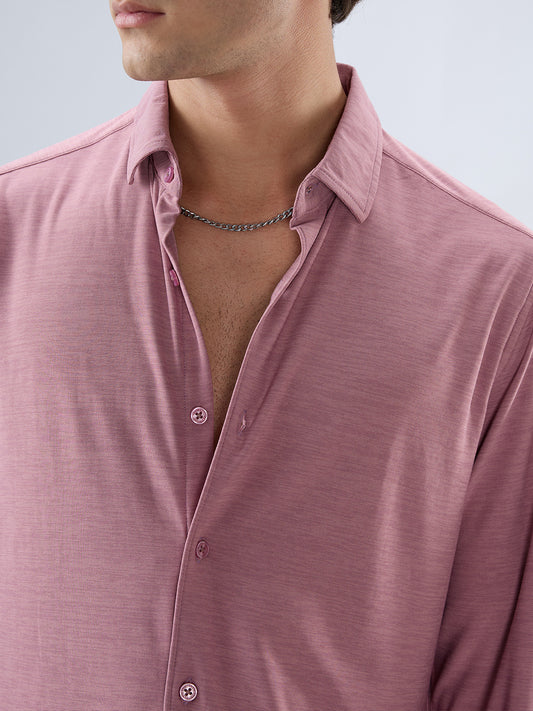 Cotton Candy Pink Solid Knitted Shirt