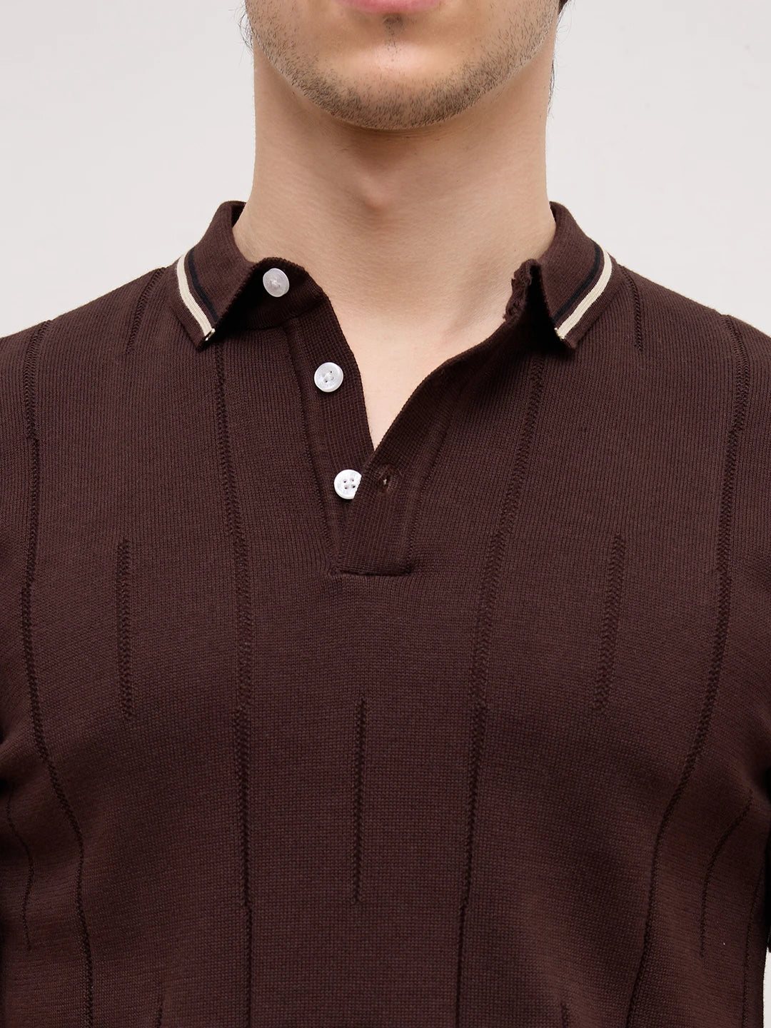 Espresso Ribline Polo Flat Knit T-Shirt