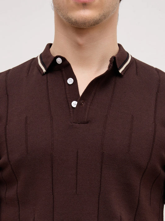 Espresso Ribline Polo Flat Knit T-Shirt