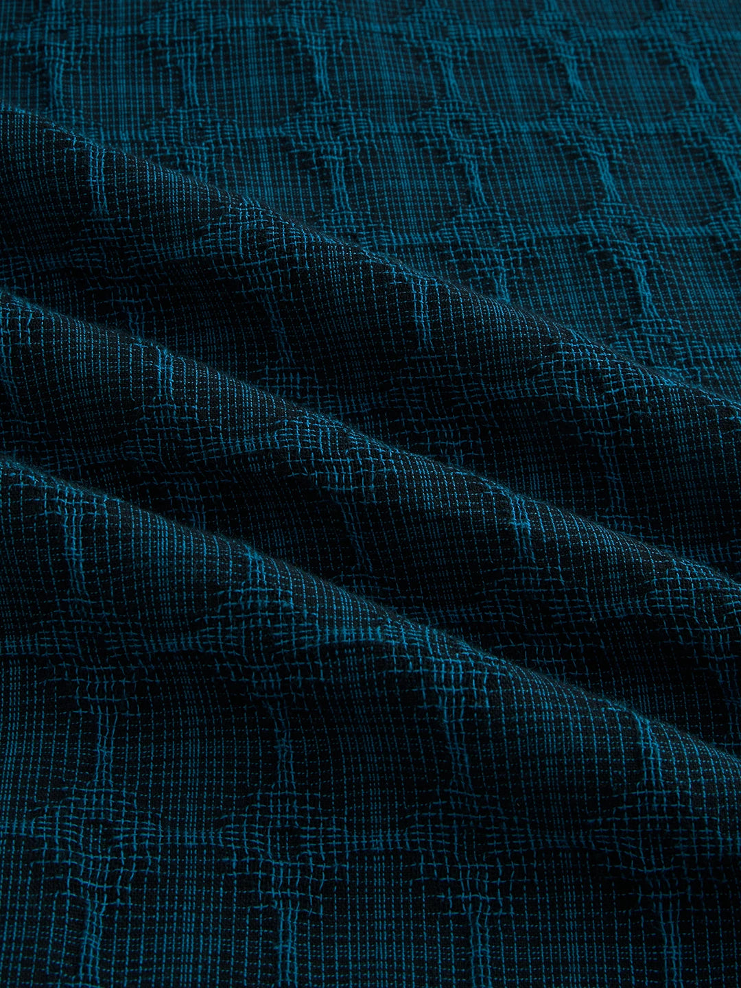 Rich Architectural Weave Teal Checks Kurta