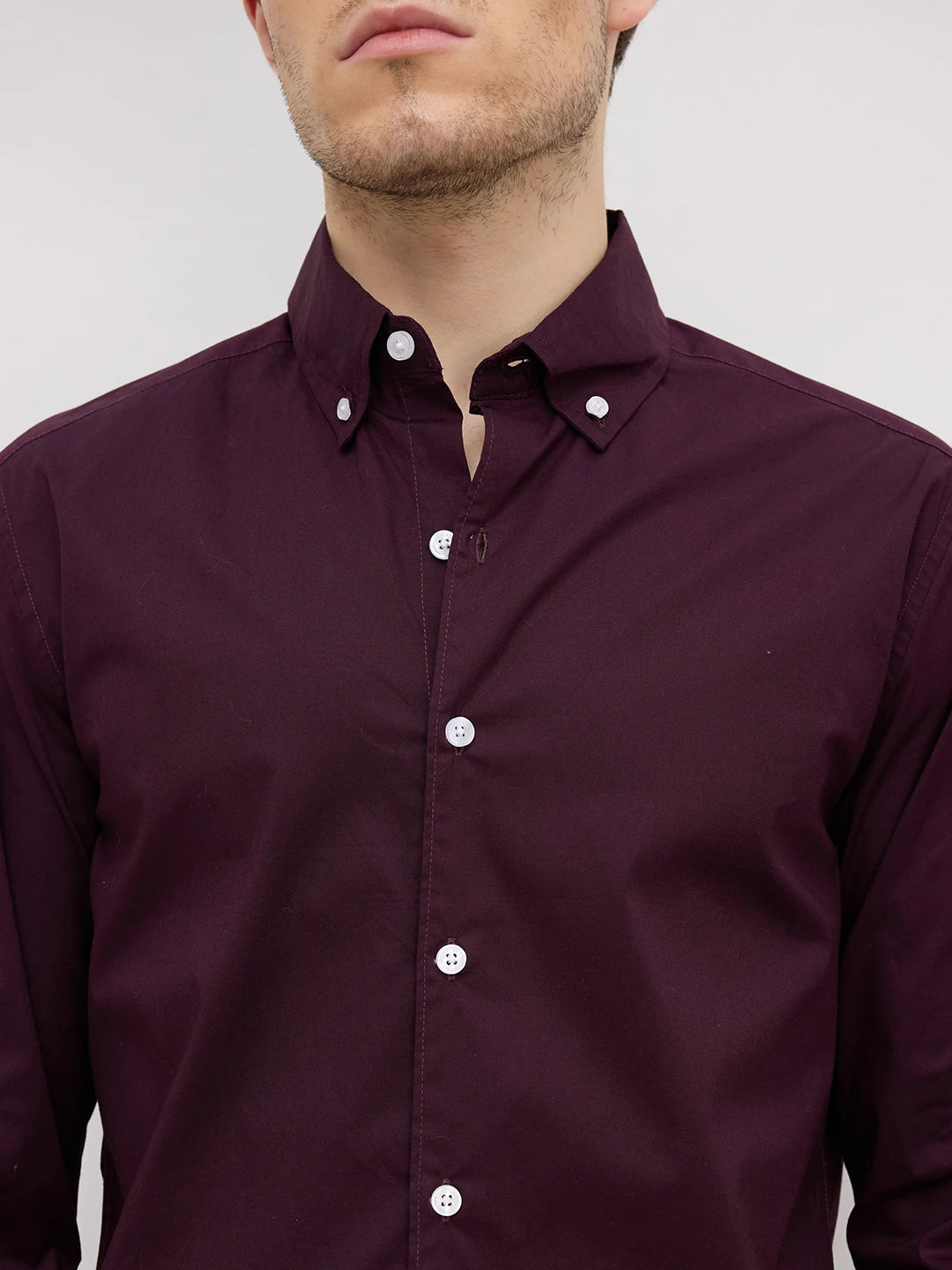 Luxe Wine Lyocell Button-Down Collar Shirt