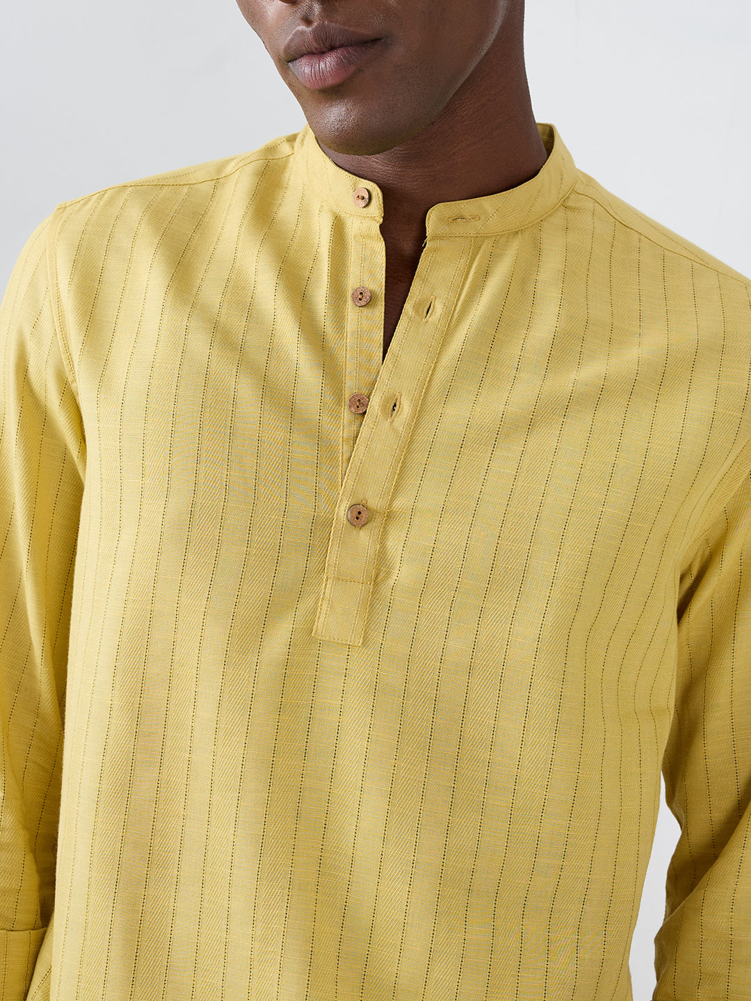 Golden Ladder Striped Subtle Textured Kurta